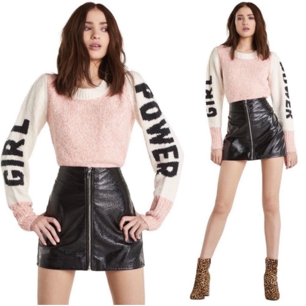 Wildfox Girl Power pink sweater at NWOT size medium
